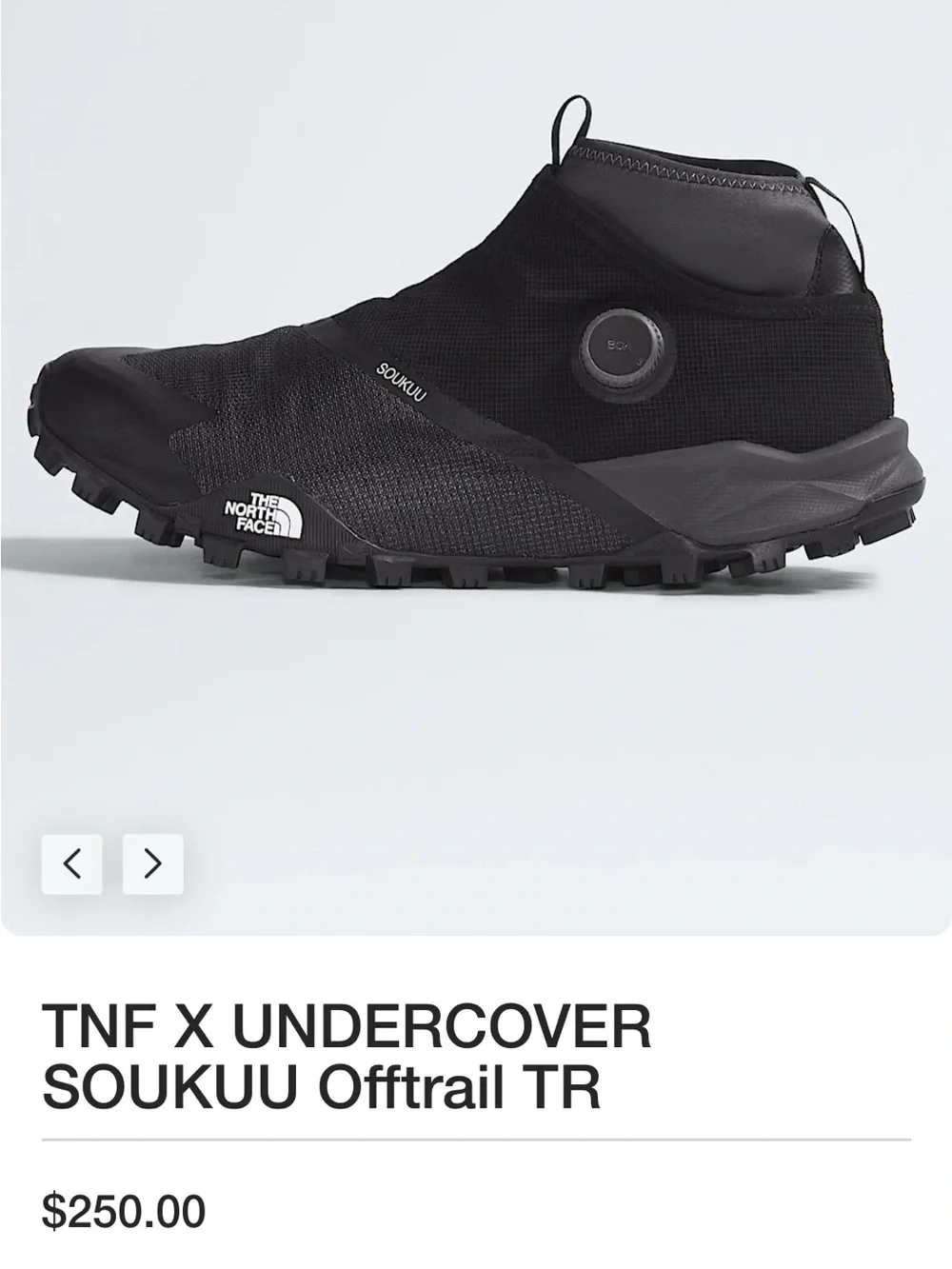 TNF x Undercover collab Black BOA Trail Sneaker
